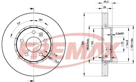 BD6845 Гальмівний диск BD-6845 FREMAX FREMAX підбір по vin на Brocar