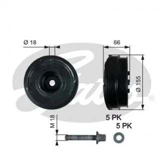 TVD1037A Шків коленвала BMW 5 (E39) 520d 00-03 GATES підбір по vin на Brocar