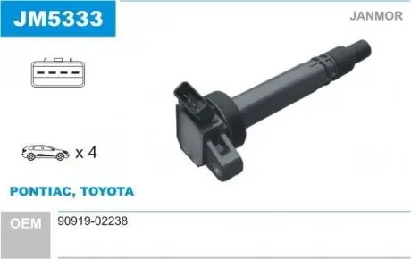 JM5333 Катушка зажигания JANMOR підбір по vin на Brocar
