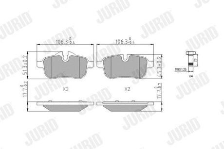 573651J Гальмівні колодки (набір) JURID підбір по vin на Brocar