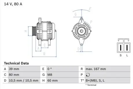 0986045701 Генератор BOSCH підбір по vin на Brocar