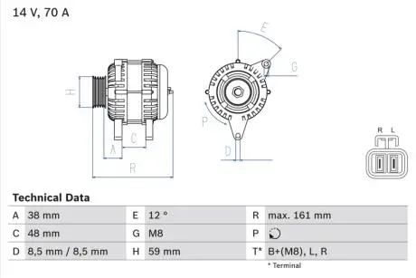 0986049570 Генератор BOSCH подбор по vin на Brocar