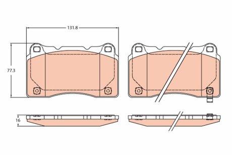 GDB2237 Гальмівні колодки дискові HONDA Civic Type-R "F "17>> TRW підбір по vin на Brocar