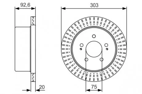 0986479V26 Гальмівний диск задн.H-1 02- BOSCH підбір по vin на Brocar