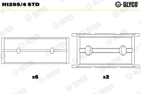 H12954STD Підшипник коленвала GLYCO підбір по vin на Brocar