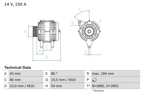 0986044400 Генератор BOSCH підбір по vin на Brocar
