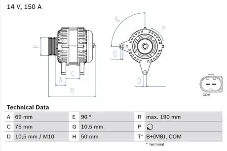 0986046220 Генератор BOSCH підбір по vin на Brocar