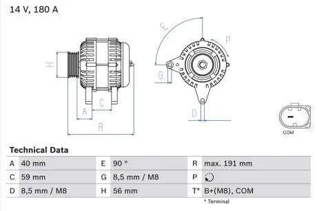 0986081890 Генератор BOSCH подбор по vin на Brocar