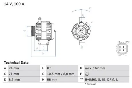 0986082080 Генератор BOSCH підбір по vin на Brocar