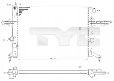 7250021 Радіатор, охолодження двигуна 725-0021 TYC TYC підбір по vin на Brocar