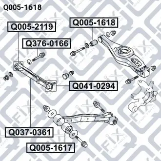 Q0051618 САЙЛЕНТБЛОК ЗАДНЕГО ПОПЕРЕЧНОГО РИЧАГА Q-FIX подбор по vin на Brocar