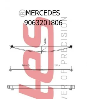 90632018060019ZT Ресора задня корнева MB Sprinter 3.5-t (906) 209-319/VW Crafter 30-35 06- TES підбір по vin на Brocar