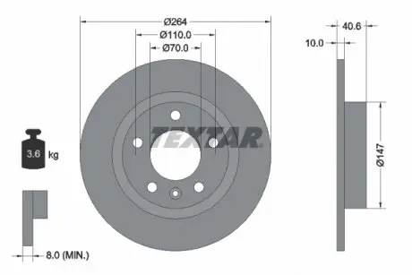 92186403 Гальмівний диск TEXTAR підбір по vin на Brocar
