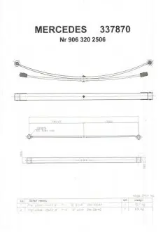 3378700019ZT Ресора задня MB Sprinter 3.5-t (906)/VW Crafter 30-35, 06- (2-ох листова) TES підбір по vin на Brocar