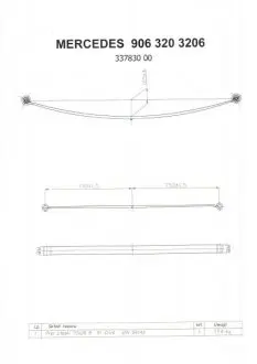 3378300019ZT Ресора задня коренева MB Sprinter 3-t/3.5-t (906) 06- (1/26mm) (70/740/753) TES підбір по vin на Brocar