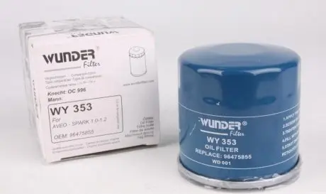 WY353 Фільтр масляний Chevrolet Aveo 1.2 08- WUNDER FILTER підбір по vin на Brocar