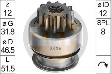 ZN0806 Бендикс стартера ZEN підбір по vin на Brocar