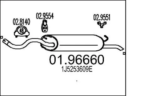 0196660 Глушник MTS підбір по vin на Brocar