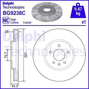 BG9238C Гальмівний диск DELPHI підбір по vin на Brocar