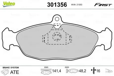 301356 Колодки гальмівні OPEL P. ASTRA/CORSA/VECTRA 91-02 VALEO підбір по vin на Brocar