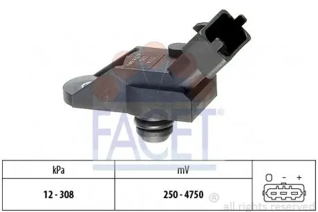 103114 Датчик тиску наддуву Opel Astra G/Vectra B 2.0/2.2 DTI 97-05 FACET підбір по vin на Brocar