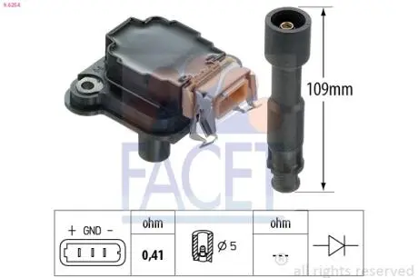 96254 Котушка запалювання FACET підбір по vin на Brocar