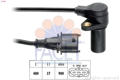 90169 Датчик колінвала Fiat PUNTO,BRAVA,BRAVO/Lancia KAPPA 1.9D/2.4D 96- FACET підбір по vin на Brocar
