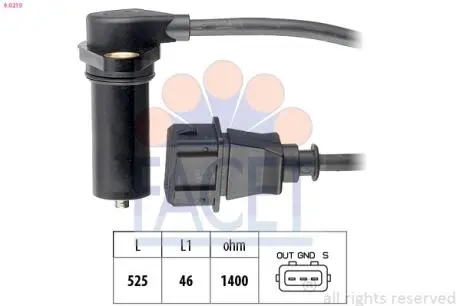 90219 Датчик положення коленвала Audi A3 / Skoda Octavia / VW Bora/Golf/Polo 1.9 TDI 96-> FACET підбір по vin на Brocar