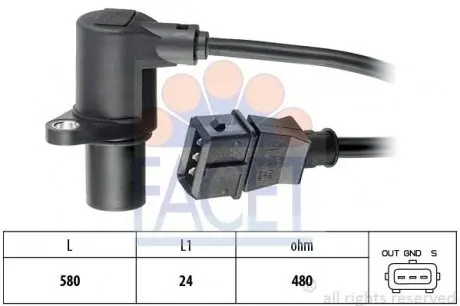 90297 Датчик коленвала VW Passat / Audi A4 1.6/1.8 93-05 FACET подбор по vin на Brocar