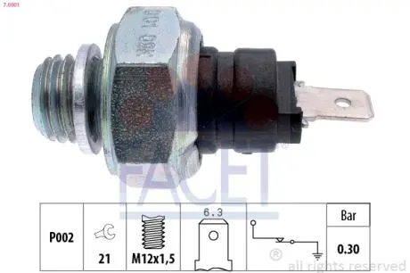 70001 Датчик тиску масла OM 601/611 >03 FACET підбір по vin на Brocar