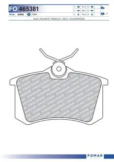 FO465381 Колодки тормозные дисковые FOMAR подбор по vin на Brocar