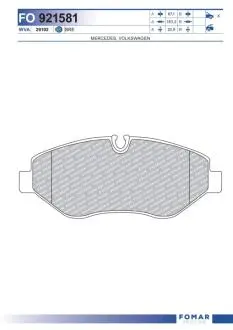 FO921581 Колодки тормозные дисковые FOMAR подбор по vin на Brocar