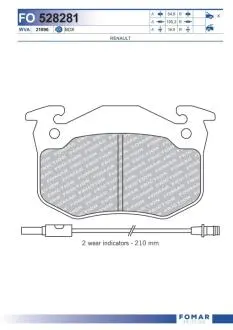 FO528281 KLOCKI HAMULCOWE STARY NR = FOM 916281 RENAULT SUPER 5/ CLIO/ EXPRESS/ TWINGO GR.14,5MM/ 2XCZUJ.* FOMAR FOMAR підбір по vin на Brocar