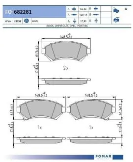 FO682281 KLOCKI HAMULCOWE CHEVROLET IMPALA/TRANS/OPEL SINTRA/PONTIAC TRANS 18MM WVA23358 Z CZUJNIKIEM KPL FOMAR FOMAR підбір по vin на Brocar