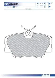 FO474281 Колодки гальмівні дискові FOMAR підбір по vin на Brocar