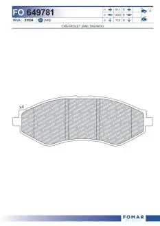 FO649781 Колодки тормозные дисковые FOMAR подбор по vin на Brocar