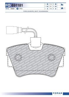 FO691181 Колодки тормозные дисковые FOMAR подбор по vin на Brocar