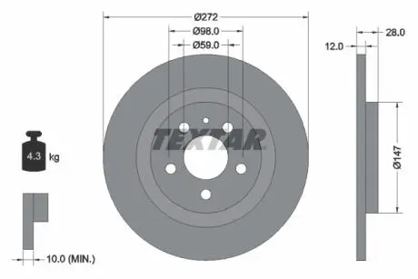 92118203 Гальмівний диск TEXTAR підбір по vin на Brocar