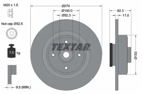 92141403 Тормозной диск TEXTAR подбор по vin на Brocar