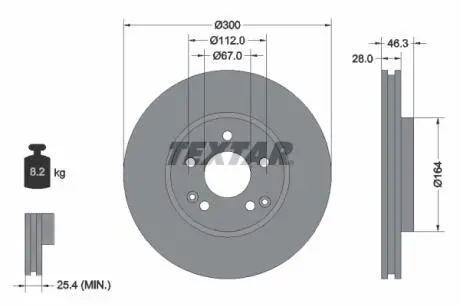 92106003 Тормозной диск TEXTAR підбір по vin на Brocar