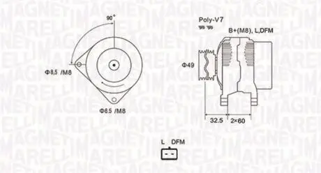 063731814010 ALTERNATOR 12V NISSAN PRIMERA/MEGANE II/SCENIC 1.9 DCI 2002 -> SZT MAGNETI MARELLI MAGNETI MARELLI підбір по vin на Brocar