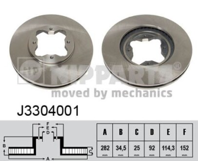 J3304001 Тормозной диск NIPPARTS подбор по vin на Brocar