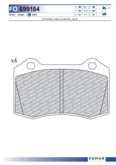 FO699184 KLOCKI HAMULCOWE SEAT CORDOBA 1.8 20V/ IBIZA III 1.8 20V GR.14,8MM* SZT FOMAR FOMAR підбір по vin на Brocar