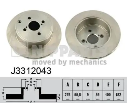J3312043 Тормозной диск NIPPARTS подбор по vin на Brocar