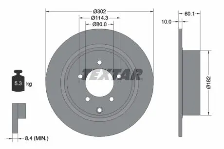 92255103 TARCZA HAMULCOWA 302X10 P 5-OTW MITSUBISHI ASX 10&gt; OUTLANDER 03&gt; SZT TEXTAR TEXTAR підбір по vin на Brocar