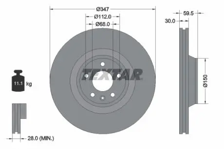 92132400 TARCZA HAMULCOWA 347X30 V 5-OTW AUDI A6 04&gt; A6 ALLROAD 06&gt; PRZOD SZT TEXTAR TEXTAR підбір по vin на Brocar