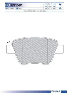 FO691581 Колодки тормозные дисковые FOMAR подбор по vin на Brocar