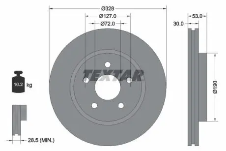 92184503 Тормозной диск TEXTAR підбір по vin на Brocar