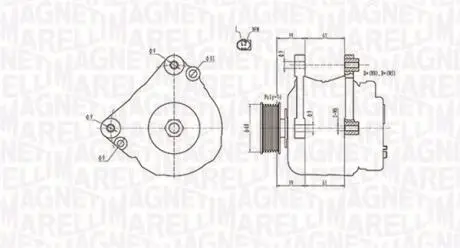 063731402010 ALTERNATOR 12V VW TRANSPORTER/LT/MULTIVAN 2.4/2.5 TDI SZT MAGNETI MARELLI MAGNETI MARELLI підбір по vin на Brocar