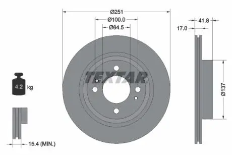 92278003 Гальмівний диск TEXTAR підбір по vin на Brocar